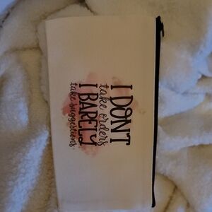 White and Black Zippered Pouch